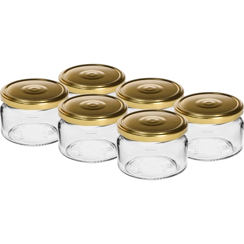 Niska staklenka 200ml - sa zlatnim poklopcem fi 82/6, 6 kom.  - 1 