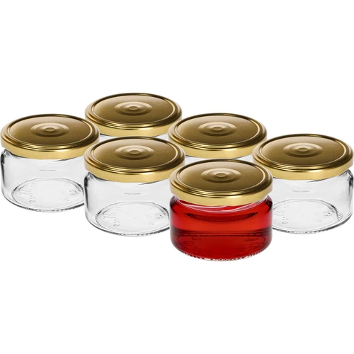 Niska staklenka 200ml - sa zlatnim poklopcem fi 82/6, 6 kom. - 2
