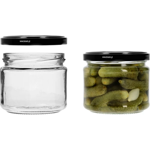 Niska staklenka 330ml - s crnim poklopcem fi 82/6, 6 kom. - 5