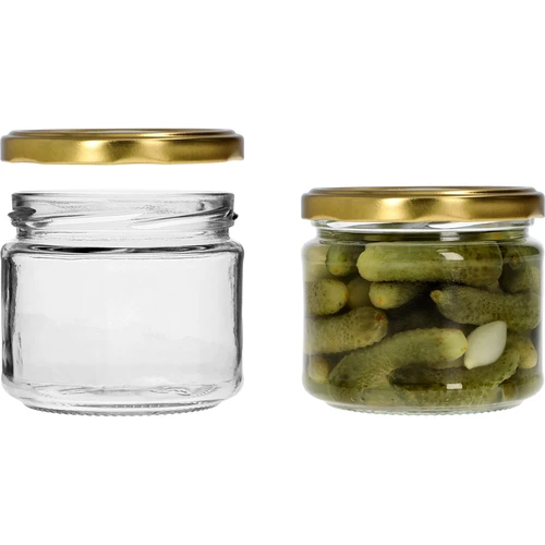 Niska staklenka 330ml - sa zlatnim poklopcem fi 82/6, 6 kom. - 5