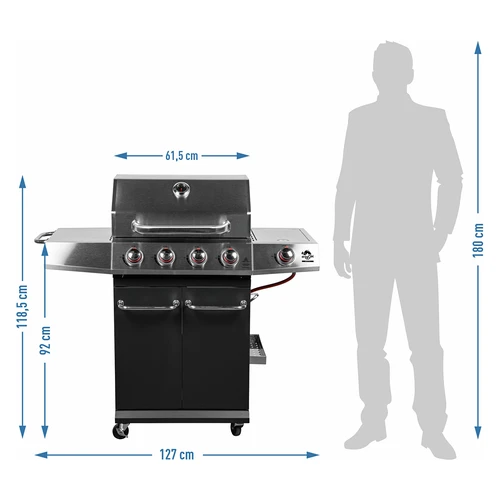 Plinski roštilj dragON BBQ101, 11,7 kW, crno-srebrni - 10