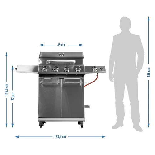Plinski roštilj dragON BBQ201, 18,8 kW, srebrni - 12