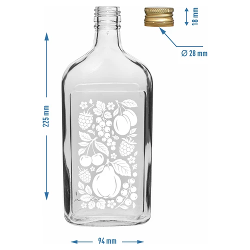 Pljosnata boca 500 ml s navojnim čepom i motivom „Voće”, uzorak 2 - 5