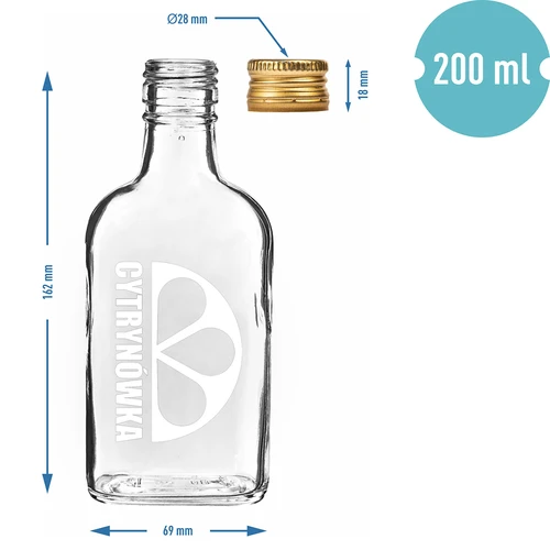 Plosnata bočica 200 ml s navojnim čepom i tiskom „Cytrynówka”, uzorak 2 - 4