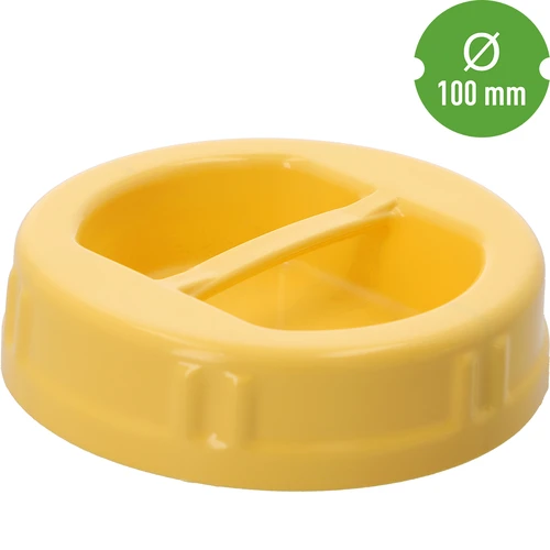 Žuti plastični TO poklopac fi 100 mm s ručkom, za staklene staklenke - 3
