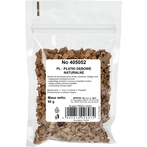 Prirodne hrastove pahuljice za aromatizaciju alkohola (viski, bijelo vino), 50 g - 2