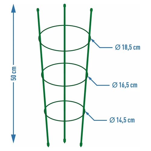 Prstenasta potpora za biljke 3 prstena 0,5m - 2