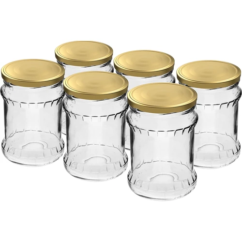 Rebrasta staklenka 500ml - sa zlatnim poklopcem fi 82/6, 6 kom.  - 1 