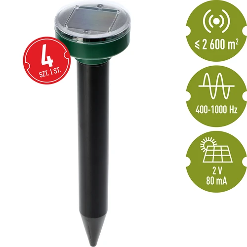 Solarni odvraćivač krtica – učinkovita, sigurna i humana zaštita vrta, set od 4 kom. - 8