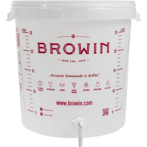 Spremnik za fermentaciju 30 L s poklopcem - prošireni set: 2 cijevi, 2 čepa, slavina, EN - 5