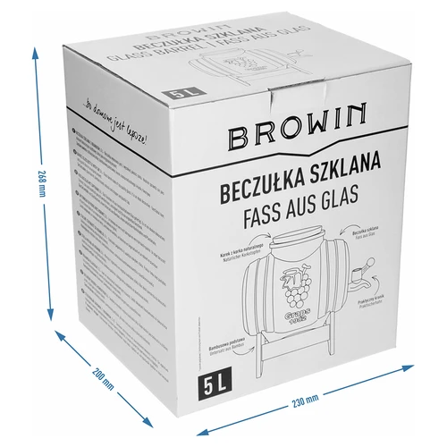Staklena bačvica 5 L, sa širokim uljevom, čepom, postoljem i pipom - 8