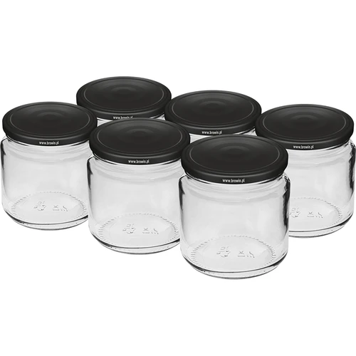 Staklenka 212ml fi66/4 s crnim poklopcem 6 kom.  - 1 