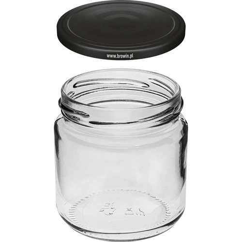 Staklenka 212ml fi66/4 s crnim poklopcem 6 kom. - 3
