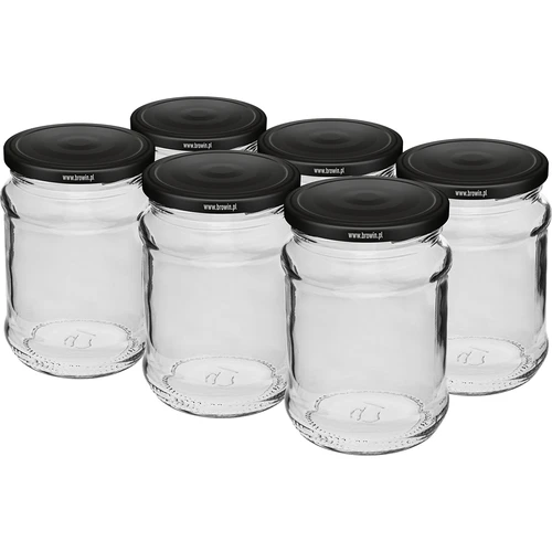 Staklenka 250 ml fi 66/4 crni poklopac - 6 kom.  - 1 
