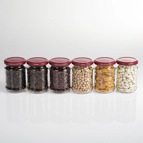 Staklenka 250 ml fi66/4 poklopac bordo - 6 kom. - 6