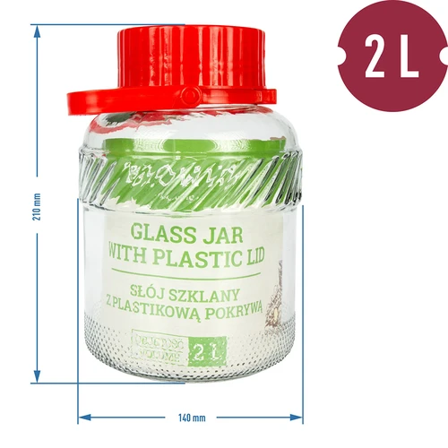 Staklenka 2L s plastičnim poklopcem - 2