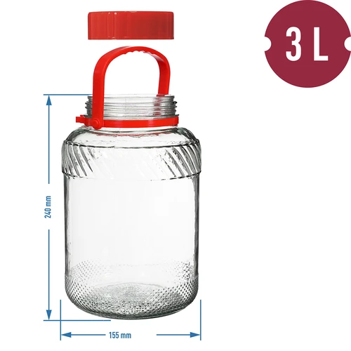 Staklenka 3 L s plastičnim poklopcem - 6