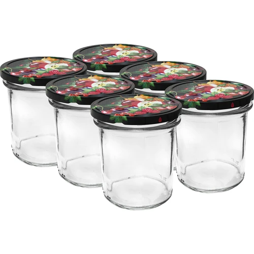 Staklenka 350 ml s obojenim poklopcem - 6 kom.  - 1 
