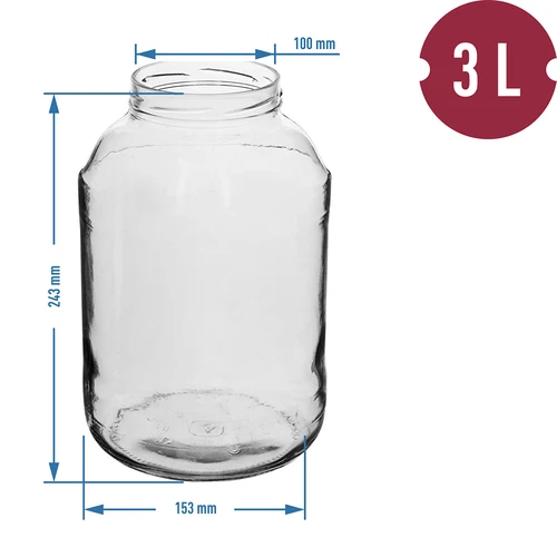 Staklenka 3L- pakiranje fi100 - 6 kom. - 2