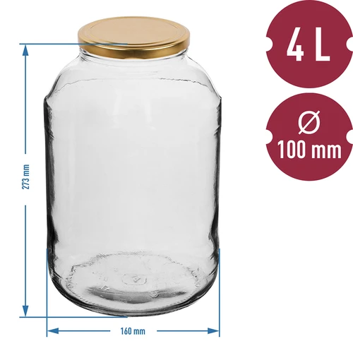 Staklenka 4 L s poklopcem ø 100 - 3