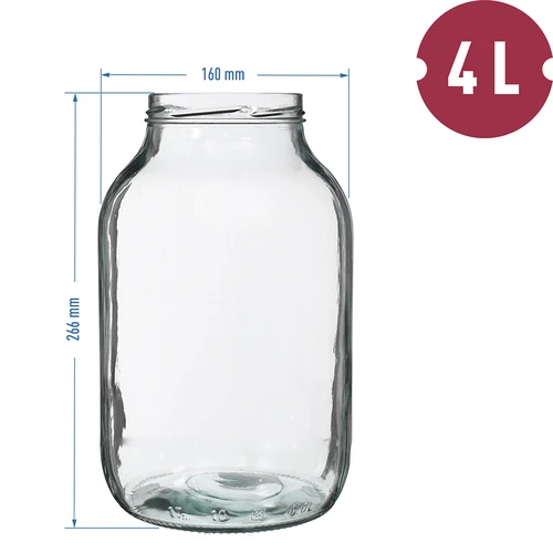 Staklenka 4 L, šareni poklopac + vilica ili hvataljke - 5