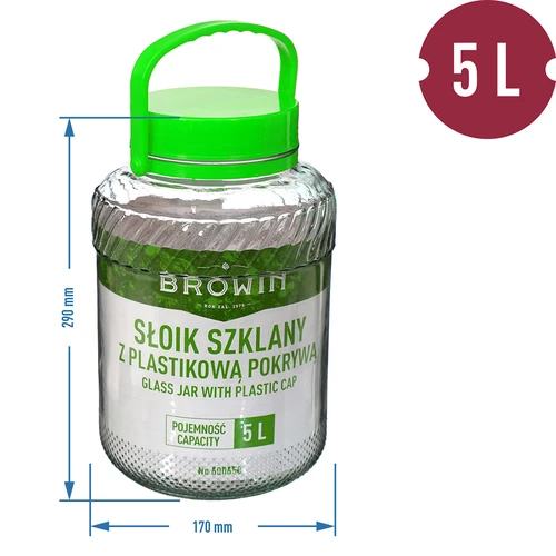 Staklenka 5 L s kliještima - zeleni poklopac - 6