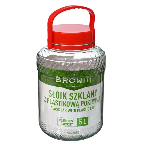 Staklenka 5 L s plastičnim poklopcem - 5