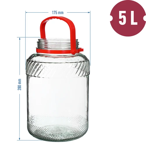 Staklenka 5 L s plastičnim poklopcem - 6