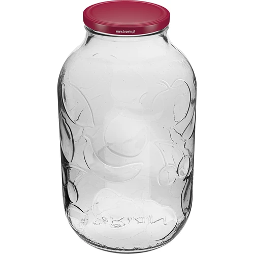 Staklenka 5L s ornamentom poklopac bordo fi 100  - 1 