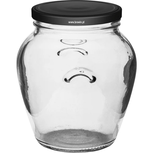Staklenka Amfora 580 ml (fi 82) s crnim poklopcem 6 kom. - 2