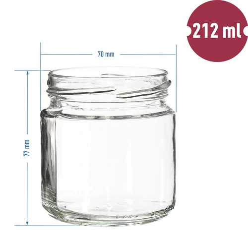 Staklenka kapaciteta 212 ml, s raznobojnim poklopcima ø 66. - 7