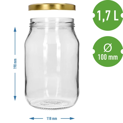 Staklenka TO 1,7 L sa zlatnim poklopcem fi 100/6, 1 kom. - 4