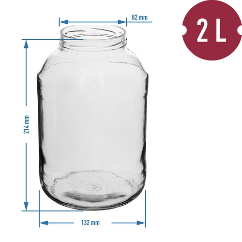 Staklenka TO 2L s zlatnim poklopcem fi82/6 - 6 kom. - 2