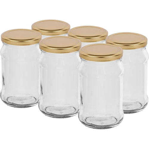 Staklenka TO 300 ml sa zlatnim poklopcem fi 66 - 6 kom.  - 1 
