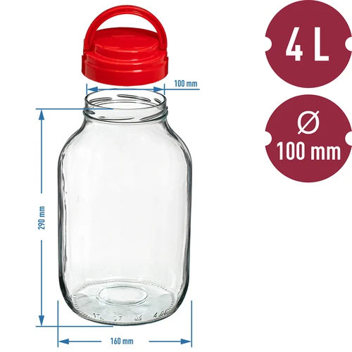 Staklenka TO 4 L i poklopac fi 100 s ručkom - 6