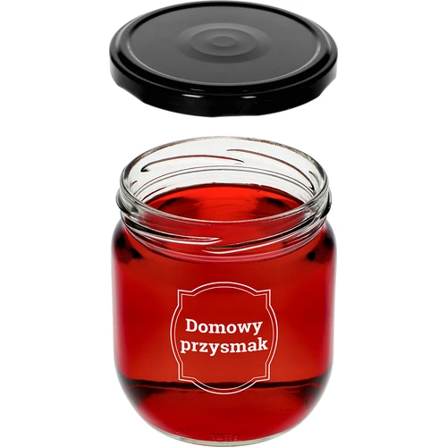 Staklenka TO 425ml s tiskom „Domaća poslastica” i crnim poklopcem fi 82 - 3 kom. - 5