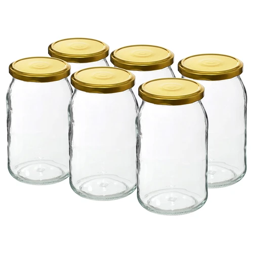 Staklenka TO 900 ml s zlatnim poklopcem fi 82/6 - 6 kom. - 2