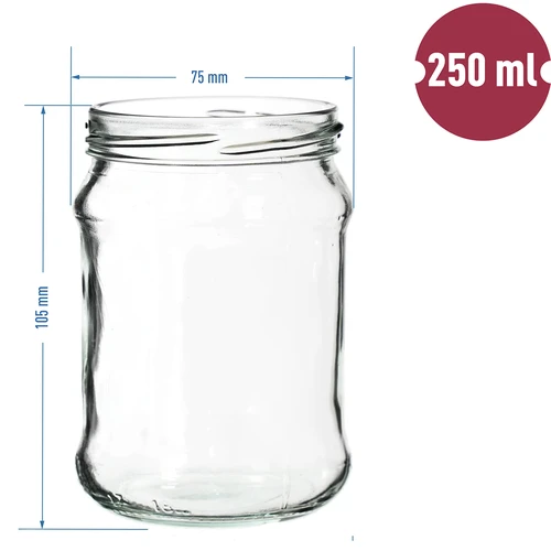Staklenka TO Četvrt 250 ml s poklopcem fi 66 - 6 kom - 6