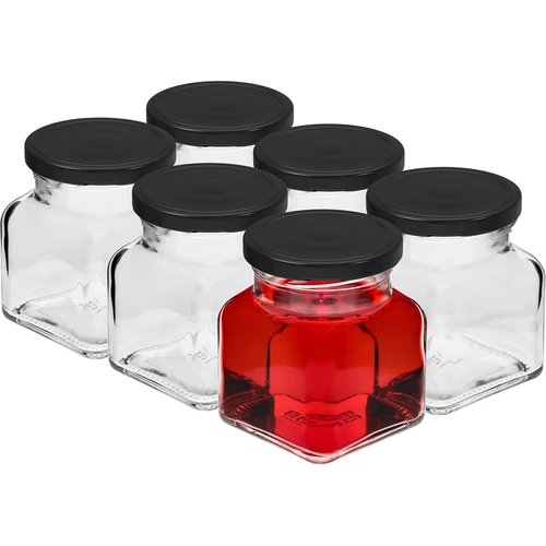 Staklenka twist off 120ml - Četiri kuta fi 53 s crnim poklopcem, 6 kom - 2