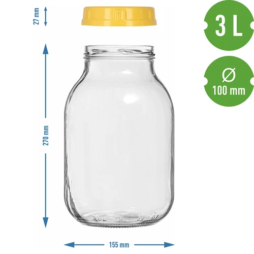 Staklenka twist-off 3 L i plastični poklopac fi 100, s ručkom - 7