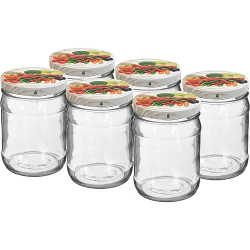 Staklenka twist off 500 ml s šarenim poklopcem fi82/6 - 6 kom.  - 1 