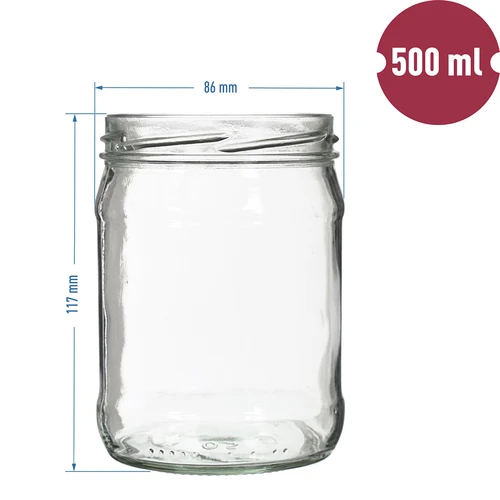 Staklenka twist off 500 ml s šarenim poklopcem fi82/6 - 6 kom. - 2