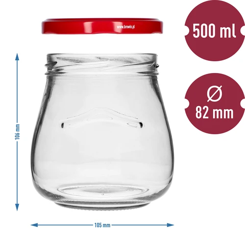 Staklenka twist-off 500ml "Obrnuta Amfora" s bordo poklopcem fi 82/6, 6 kom. - 9