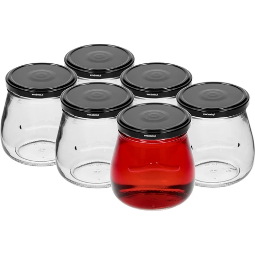 Staklenka twist-off 500ml "Obrnuta Amfora" s crnim poklopcem fi 82/6, 6 kom. - 2