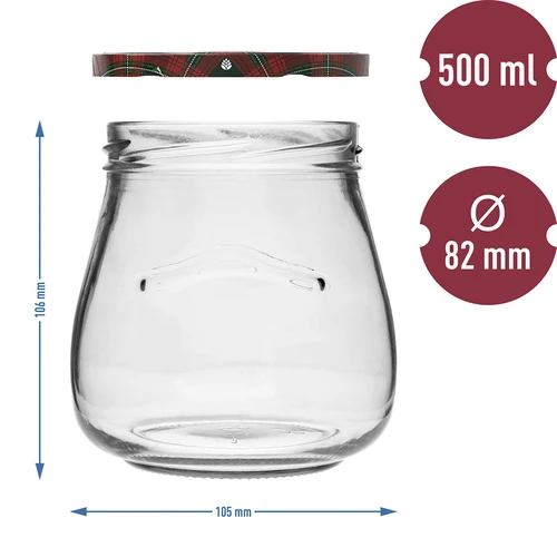 Staklenka twist-off 500ml "Obrnuta Amfora" s obojenim poklopcem fi 82/6, 6 kom. - 10