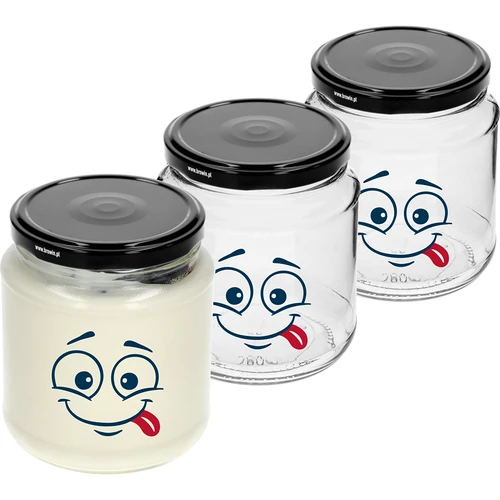 Staklenka twist-off 580ml s tiskom Smiley i poklopcem fi 82/6 - 3 kom.  - 1 