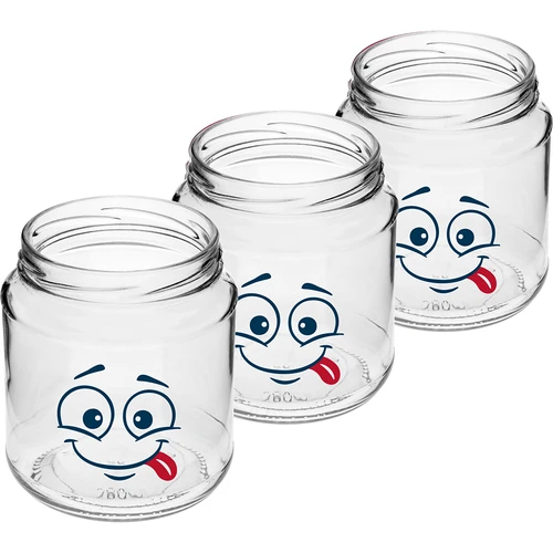 Staklenka twist-off 580ml s tiskom Smiley i poklopcem fi 82/6 - 3 kom. - 3