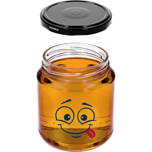 Staklenka twist-off 580ml s tiskom Smiley i poklopcem fi 82/6 - 3 kom. - 6