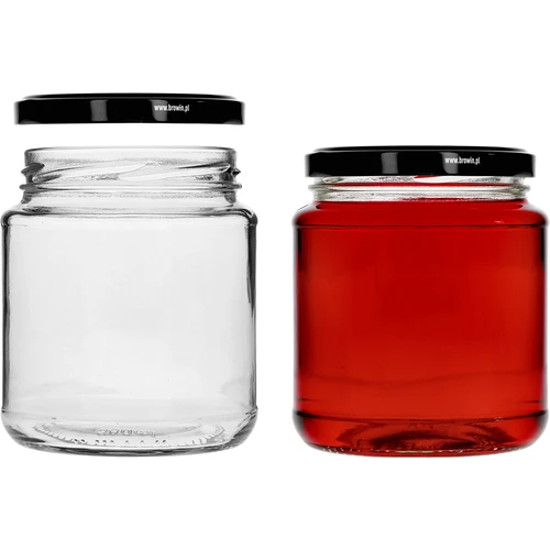 Staklenka twist-off, debeljko 580ml s crnim poklopcem fi 82/6, 6 kom. - 3