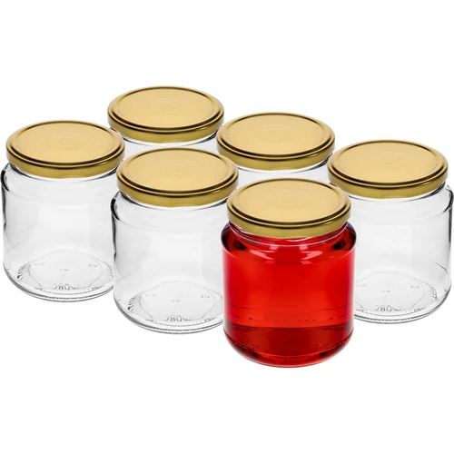 Staklenka twist-off, debeljko 580ml sa zlatnim poklopcem fi82/6, 6 kom. - 2